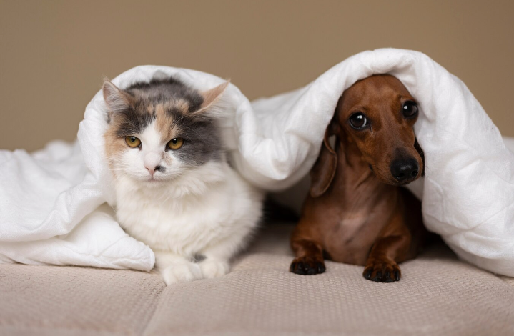 Cute Cat & Dog Feeling Safe