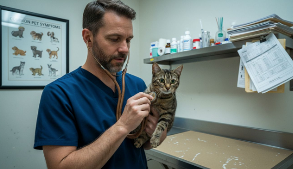 Cat displaying common pet health symptoms by resting more than usual